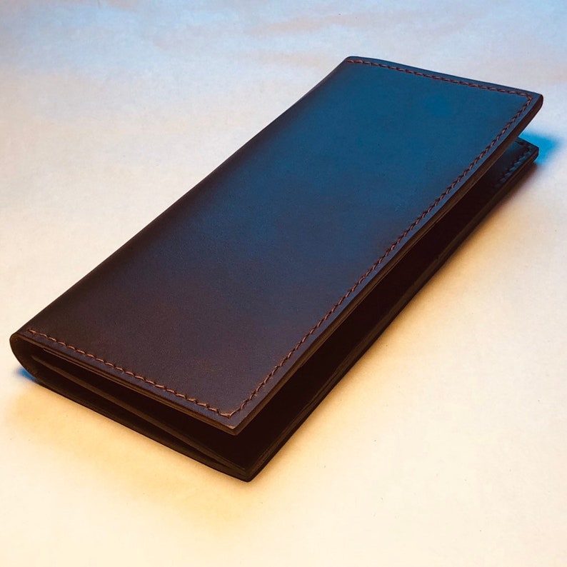 Brown Handcrafted Cowhide Genuine Leather Men's Long Bifold Premium Wallet