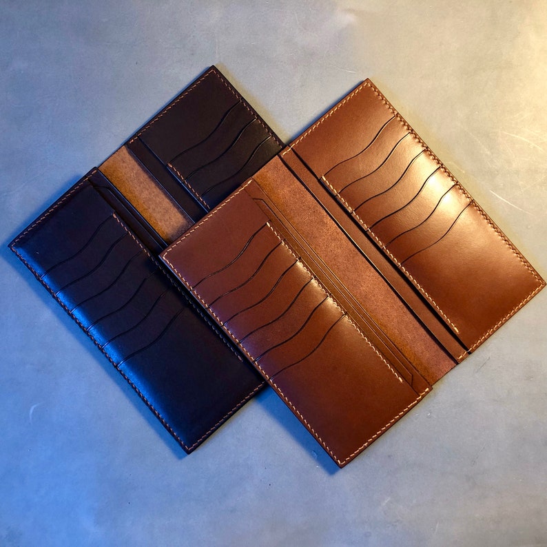 Brown Handcrafted Cowhide Genuine Leather Men's Long Bifold Premium Wallet