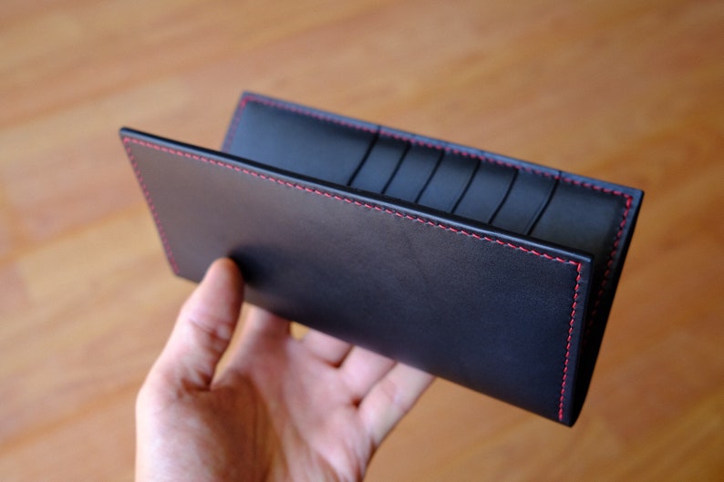 Brown Handcrafted Cowhide Genuine Leather Men's Long Bifold Premium Wallet