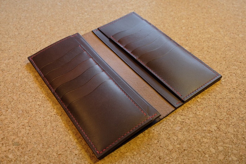 Brown Handcrafted Cowhide Genuine Leather Men's Long Bifold Premium Wallet