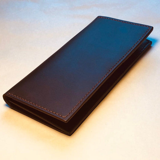 Brown Handcrafted Cowhide Genuine Leather Men's  Long Bifold Premium Wallet